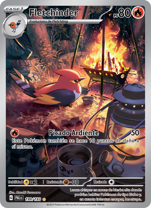 Fletchinder 199 — Evoluciones en Paldea (Spanish Pokémon TCG card)