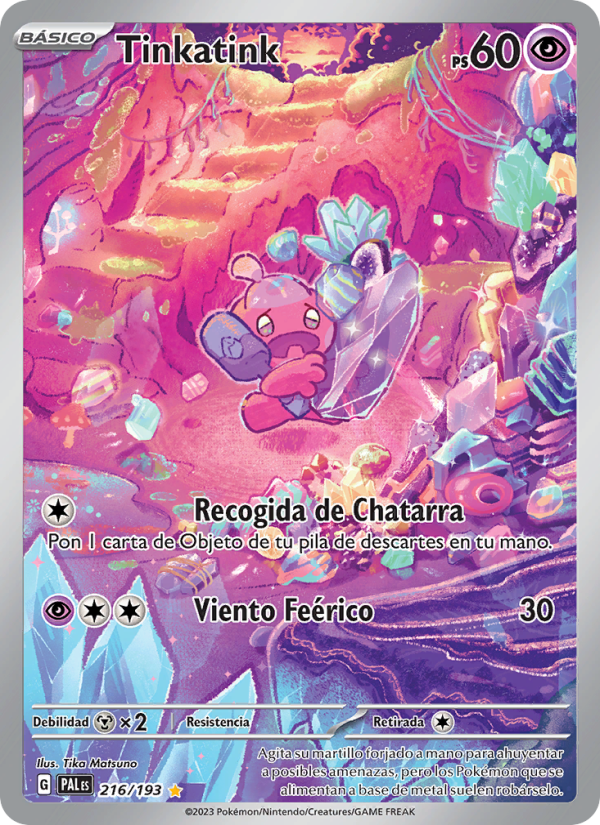Tinkatink 216 — Evoluciones en Paldea (Spanish Pokémon TCG card)
