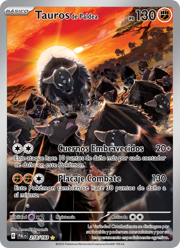 Tauros de Paldea 218 — Evoluciones en Paldea (Spanish Pokémon TCG card)