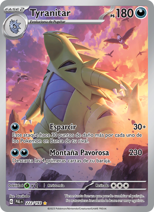 Tyranitar 222 — Evoluciones en Paldea (Spanish Pokémon TCG card)