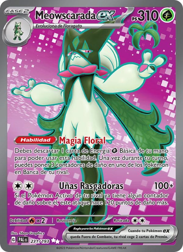 Meowscarada ex 231 — Evoluciones en Paldea (Spanish Pokémon TCG card)
