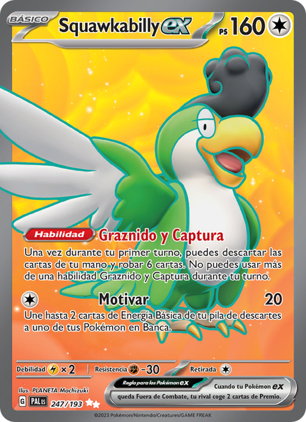 Squawkabilly ex 247 — Evoluciones en Paldea (Spanish Pokémon TCG card)
