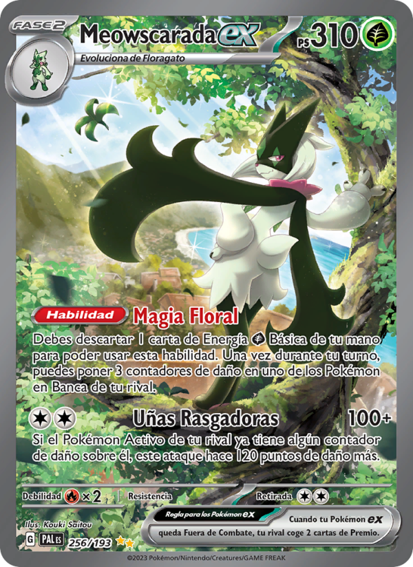 Meowscarada ex 256 — Evoluciones en Paldea (Spanish Pokémon TCG card)