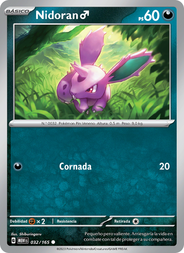 Nidoran♂ 032 — 151 (Spanish Pokémon TCG card)