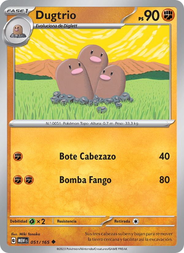 Dugtrio 051 — 151 (Spanish Pokémon TCG card)