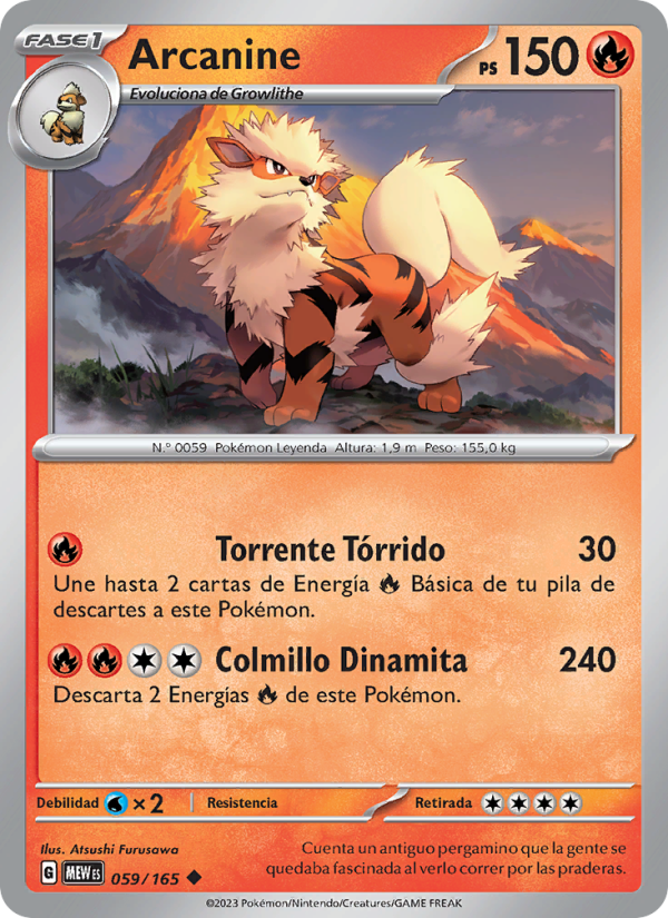 Arcanine 059 — 151 (Spanish Pokémon TCG card)