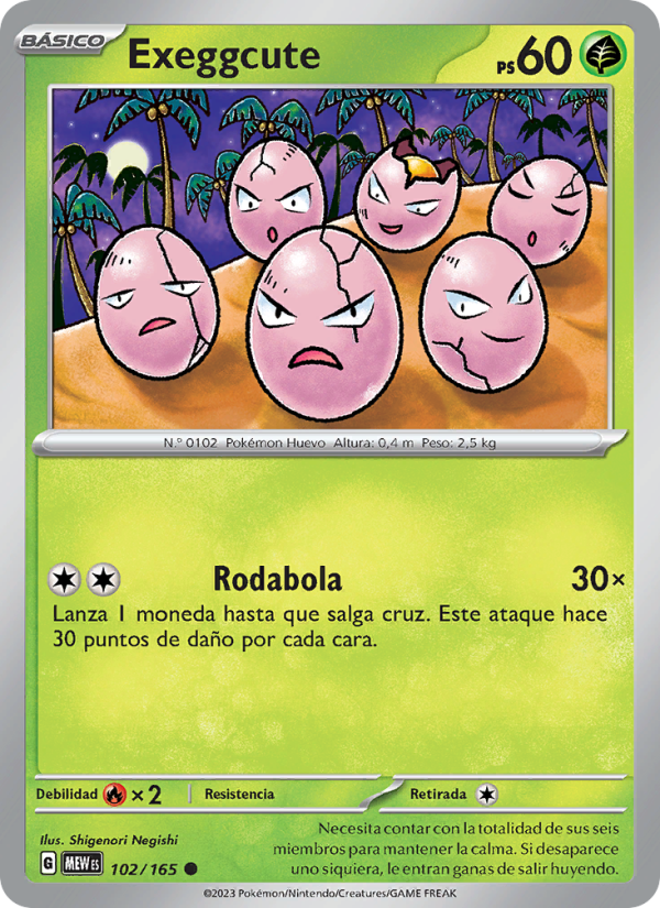 Exeggcute 102 — 151 (Spanish Pokémon TCG card)