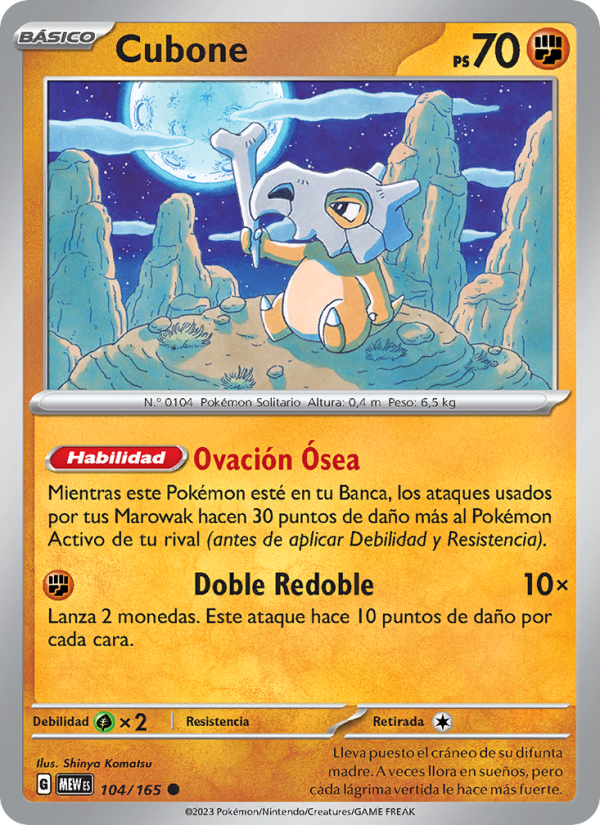 Cubone 104 — 151 (Spanish Pokémon TCG card)