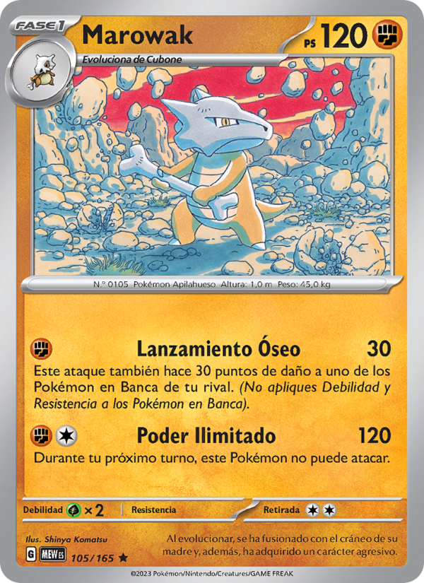 Marowak 105 — 151 (Spanish Pokémon TCG card)