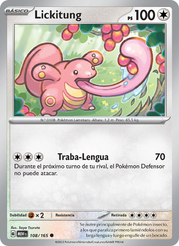 Lickitung 108 — 151 (Spanish Pokémon TCG card)