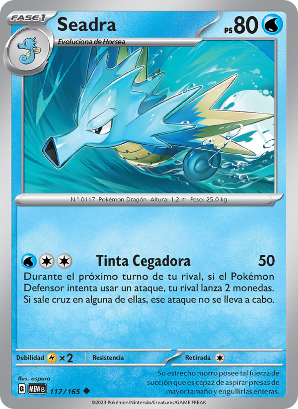 Seadra 117 — 151 (Spanish Pokémon TCG card)