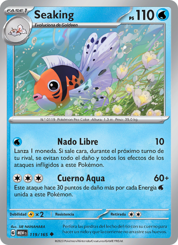 Seaking 119 — 151 (Spanish Pokémon TCG card)