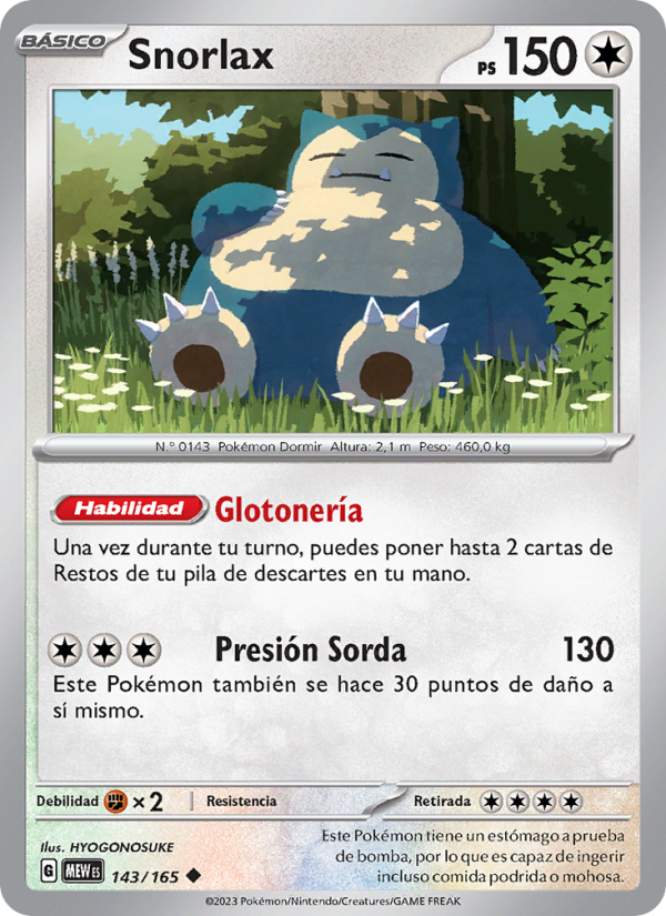 Snorlax 143 — 151 (Spanish Pokémon TCG card)