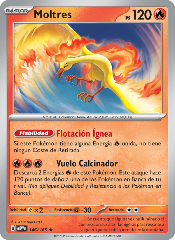 Moltres 146 — 151 (Spanish Pokémon TCG card)