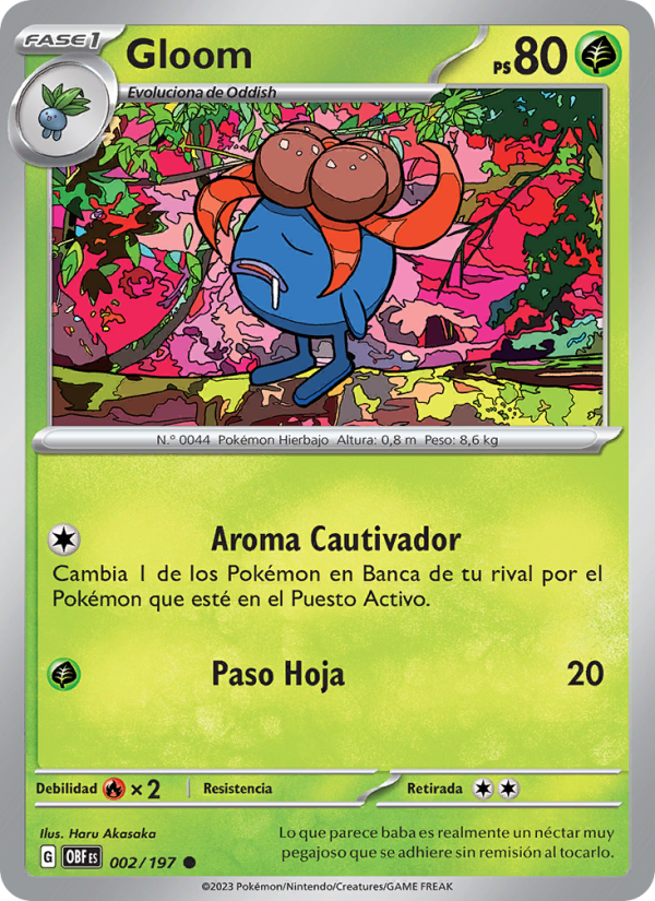 Gloom 002 — Llamas Obsidianas (Spanish Pokémon TCG card)