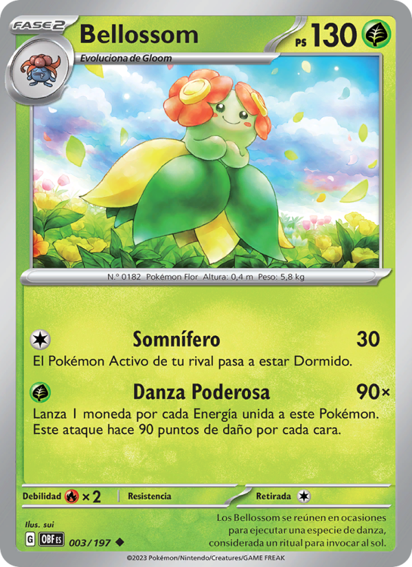 Bellossom 003 — Llamas Obsidianas (Spanish Pokémon TCG card)