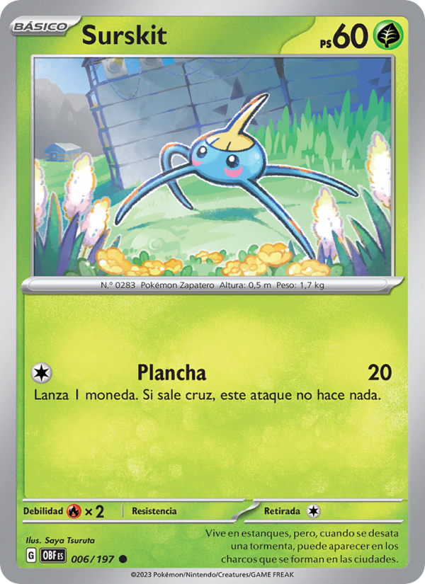 Surskit 006 — Llamas Obsidianas (Spanish Pokémon TCG card)