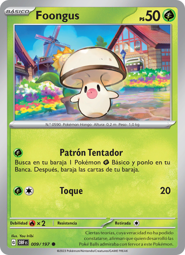 Foongus 009 — Llamas Obsidianas (Spanish Pokémon TCG card)