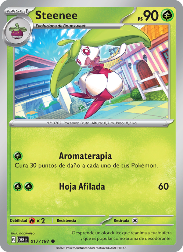 Steenee 017 — Llamas Obsidianas (Spanish Pokémon TCG card)