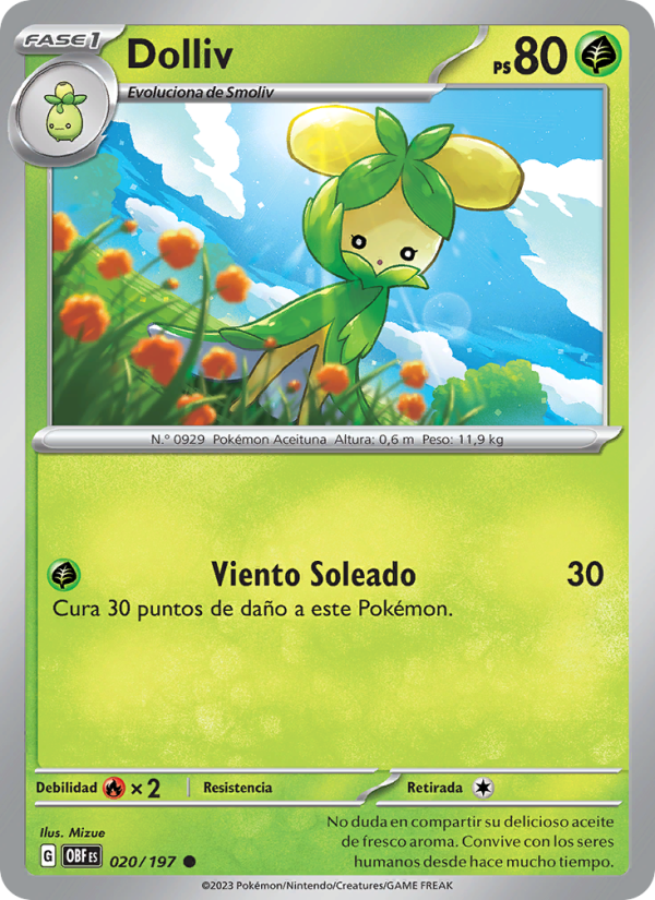 Dolliv 020 — Llamas Obsidianas (Spanish Pokémon TCG card)