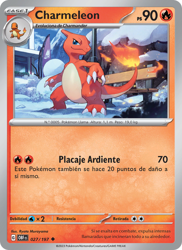 Charmeleon 027 — Llamas Obsidianas (Spanish Pokémon TCG card)