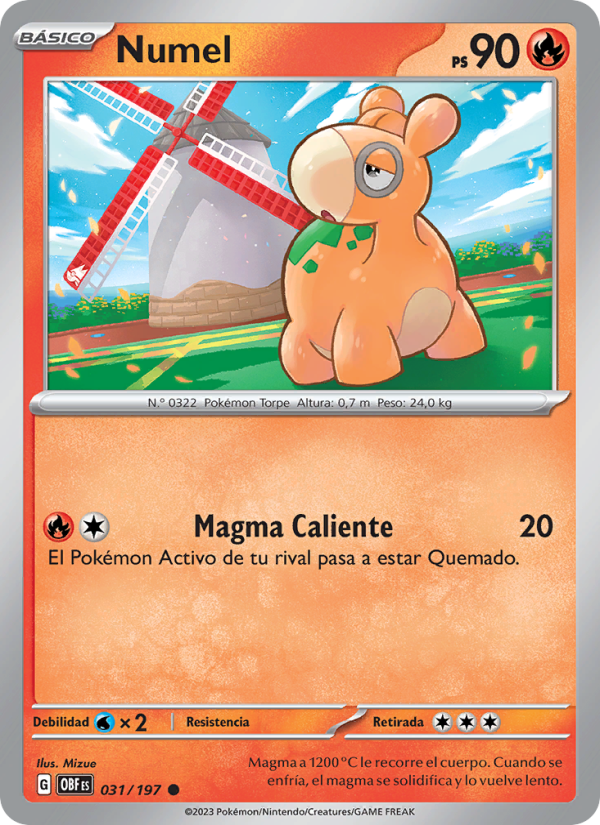 Numel 031 — Llamas Obsidianas (Spanish Pokémon TCG card)