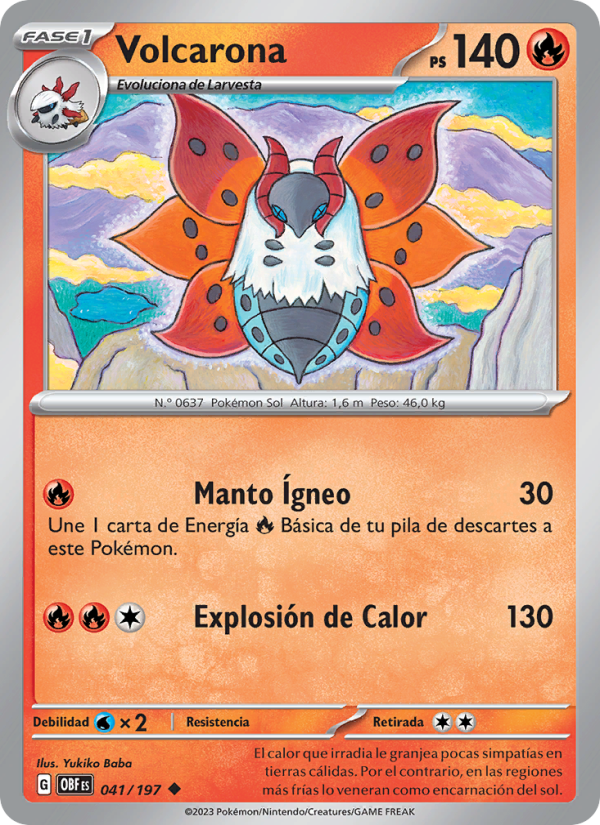 Volcarona 041 — Llamas Obsidianas (Spanish Pokémon TCG card)