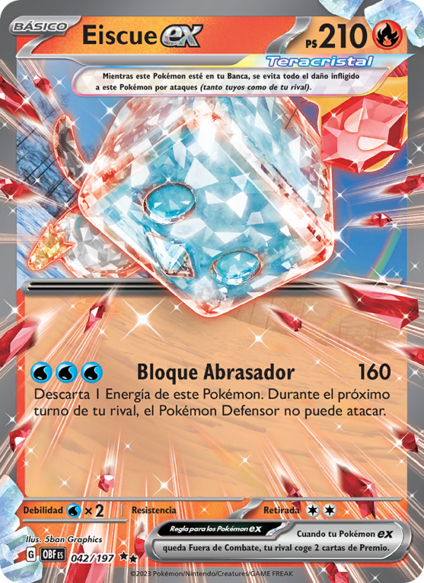 Eiscue ex 042 — Llamas Obsidianas (Spanish Pokémon TCG card)