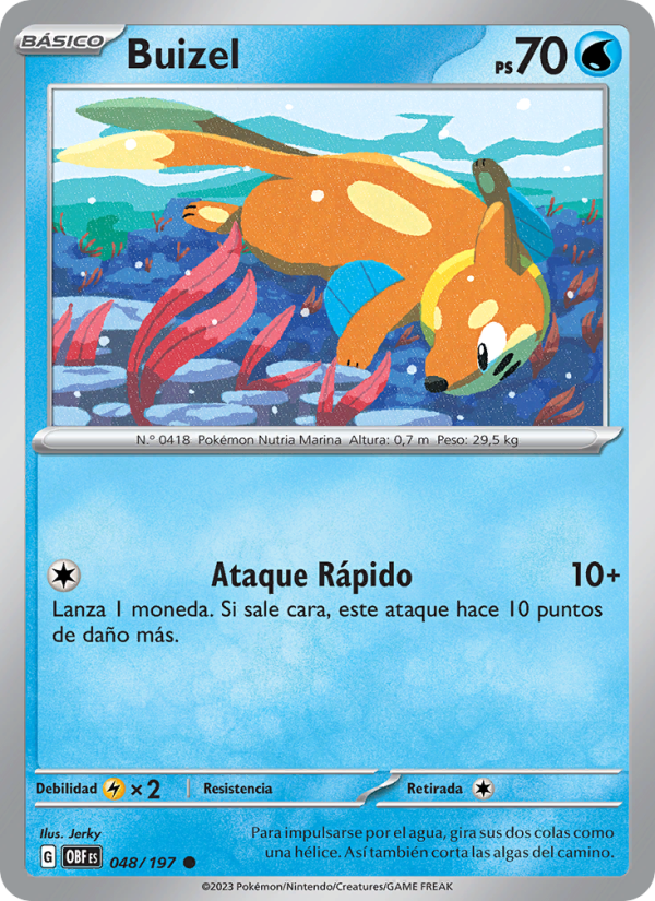 Buizel 048 — Llamas Obsidianas (Spanish Pokémon TCG card)