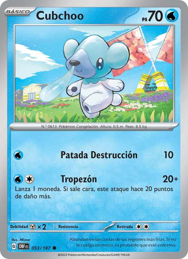 Cubchoo 053 — Llamas Obsidianas (Spanish Pokémon TCG card)