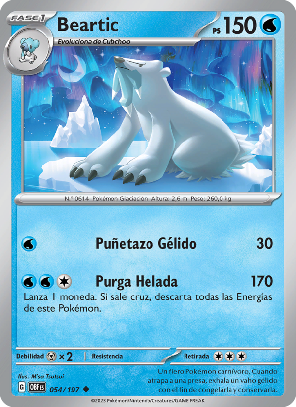 Beartic 054 — Llamas Obsidianas (Spanish Pokémon TCG card)