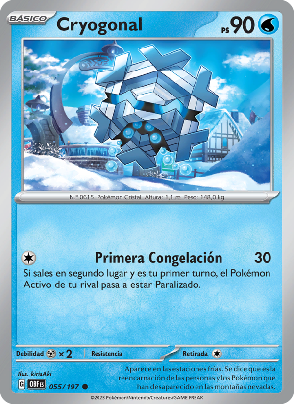 Cryogonal 055 — Llamas Obsidianas (Spanish Pokémon TCG card)