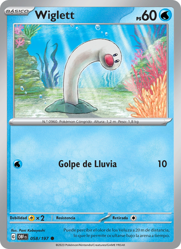 Wiglett 058 — Llamas Obsidianas (Spanish Pokémon TCG card)