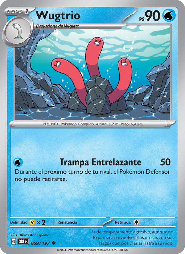 Wugtrio 059 — Llamas Obsidianas (Spanish Pokémon TCG card)