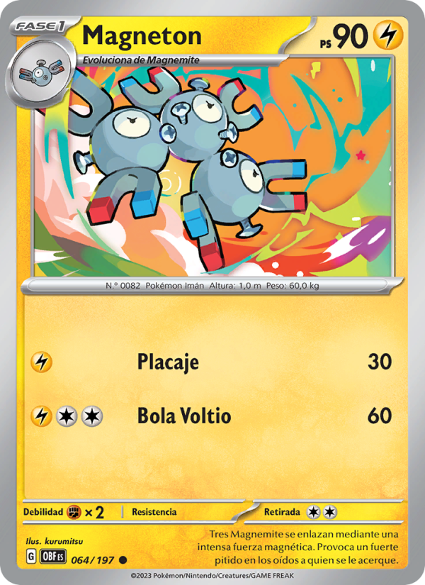 Magneton 064 — Llamas Obsidianas (Spanish Pokémon TCG card)