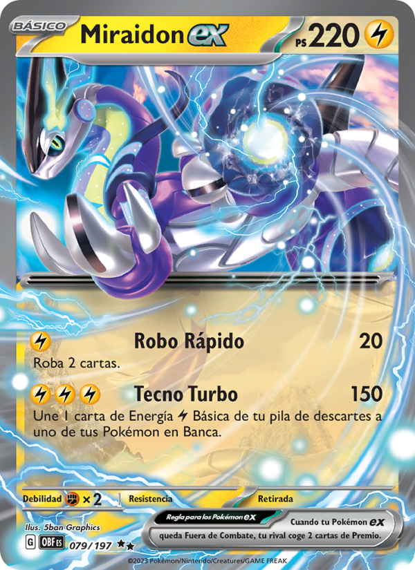 Miraidon ex 079 — Llamas Obsidianas (Spanish Pokémon TCG card)