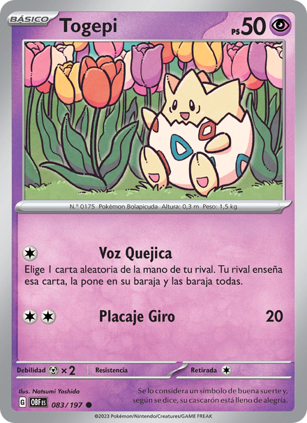 Togepi 083 — Llamas Obsidianas (Spanish Pokémon TCG card)