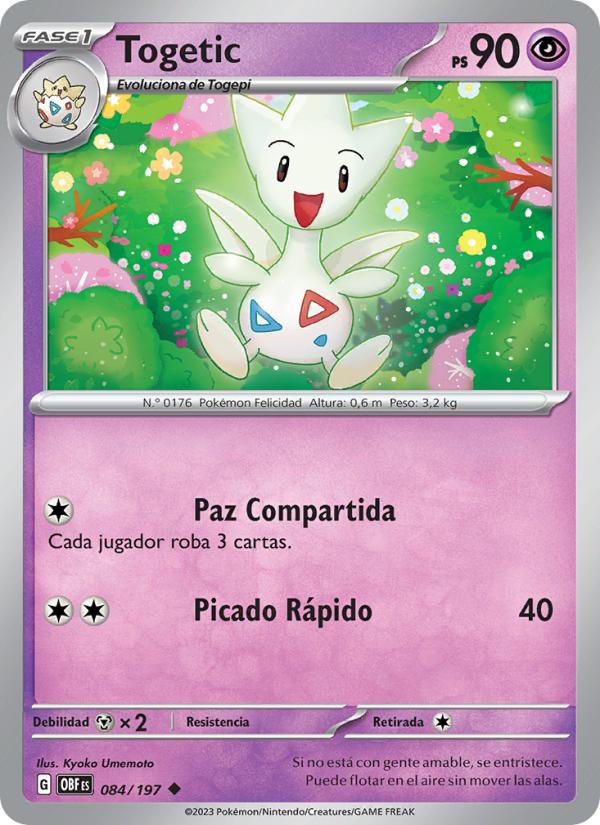 Togetic 084 — Llamas Obsidianas (Spanish Pokémon TCG card)