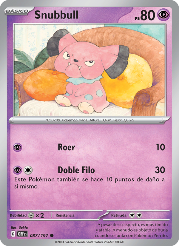Snubbull 087 — Llamas Obsidianas (Spanish Pokémon TCG card)