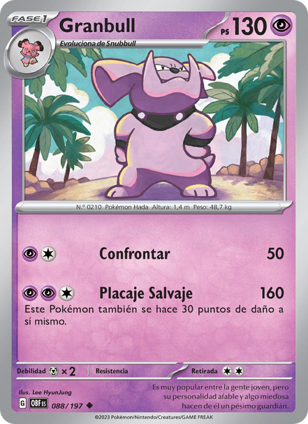 Granbull 088 — Llamas Obsidianas (Spanish Pokémon TCG card)