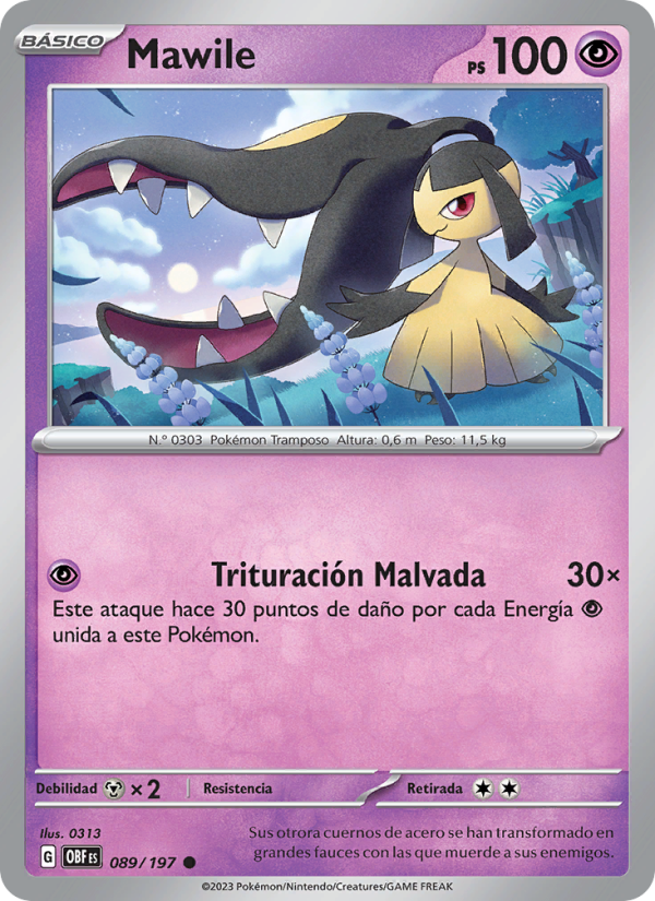 Mawile 089 — Llamas Obsidianas (Spanish Pokémon TCG card)