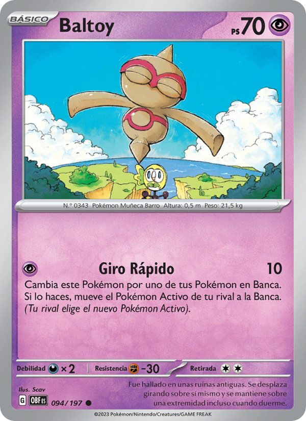 Baltoy 094 — Llamas Obsidianas (Spanish Pokémon TCG card)