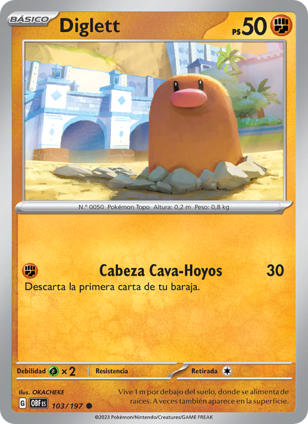 Diglett 103 — Llamas Obsidianas (Spanish Pokémon TCG card)