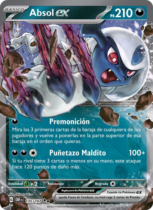 Absol ex 135 — Llamas Obsidianas (Spanish Pokémon TCG card)