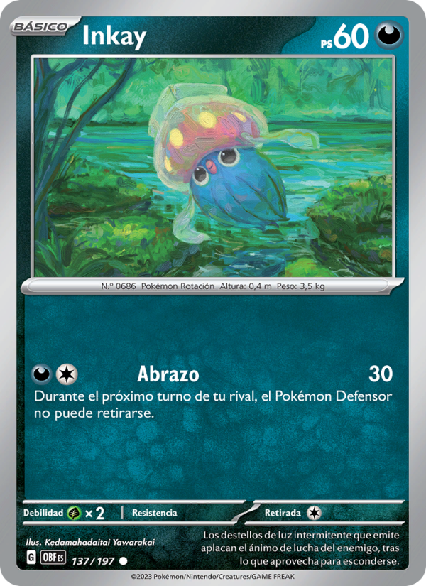 Inkay 137 — Llamas Obsidianas (Spanish Pokémon TCG card)