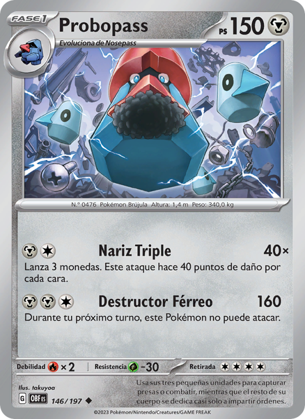 Probopass 146 — Llamas Obsidianas (Spanish Pokémon TCG card)