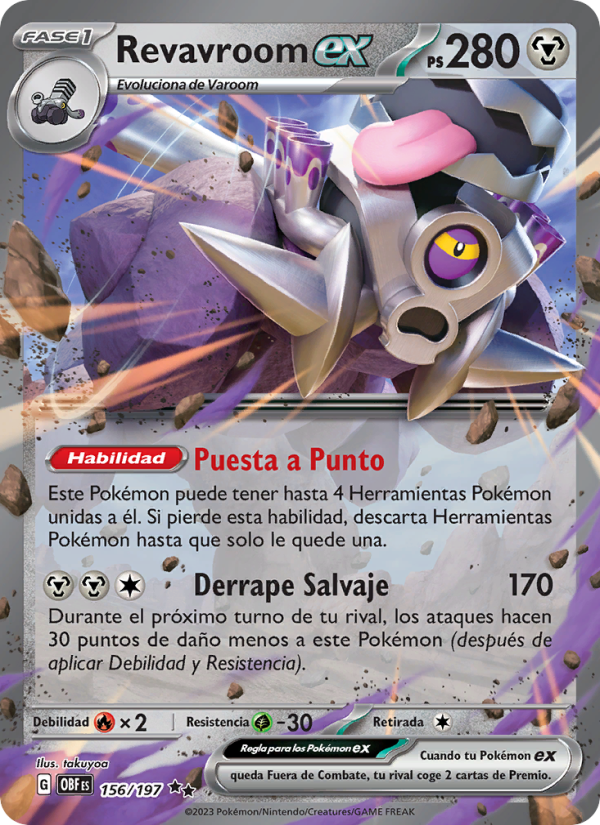 Revavroom ex 156 — Llamas Obsidianas (Spanish Pokémon TCG card)
