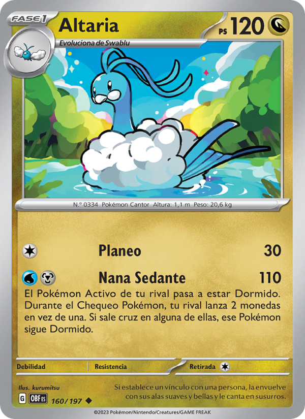 Altaria 160 — Llamas Obsidianas (Spanish Pokémon TCG card)