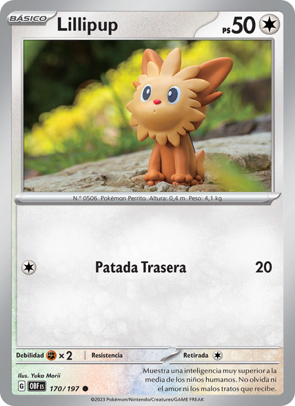 Lillipup 170 — Llamas Obsidianas (Spanish Pokémon TCG card)
