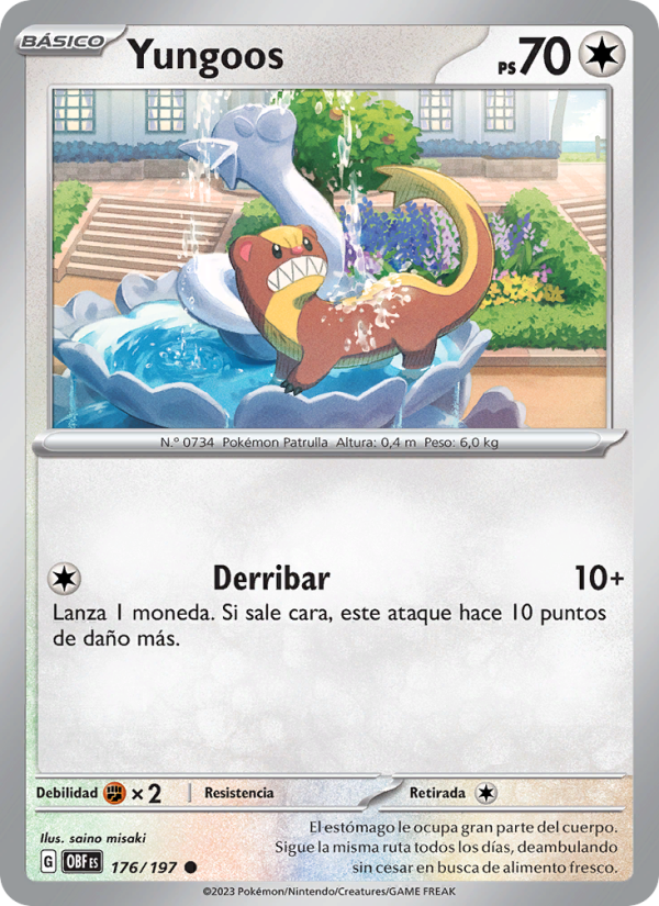 Yungoos 176 — Llamas Obsidianas (Spanish Pokémon TCG card)